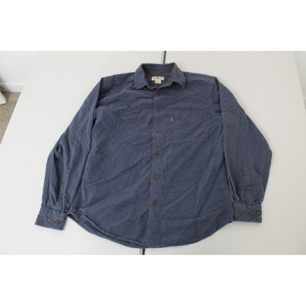 Woolrich Mens Flannel Shirt Medium Blue Long Sleeve Button Down Solid Cotton